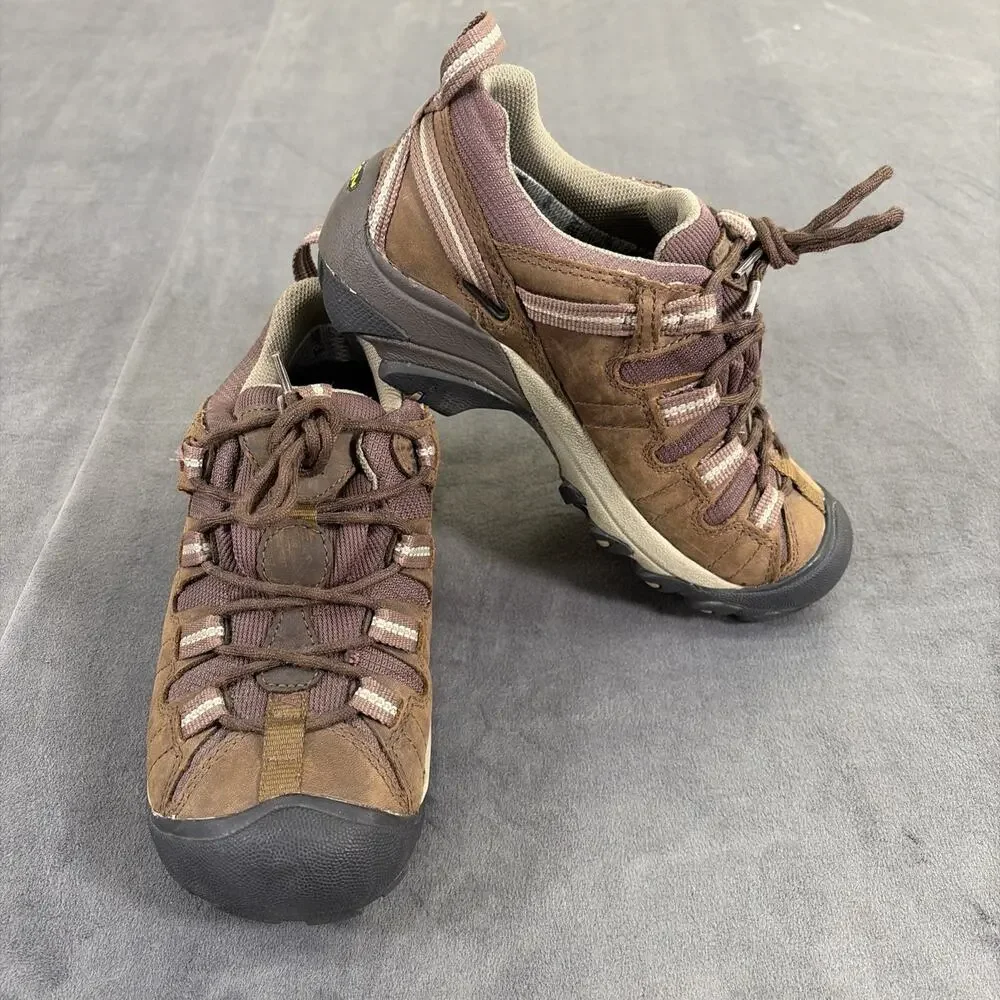 KEEN DRY Waterproof Leather Hiking Shoes Size 6 Brown/Gray/Purple Bnfts Charity